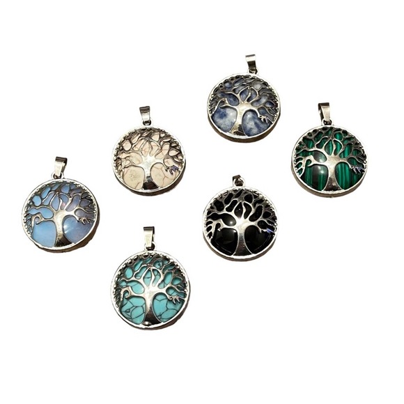 Jewelry - Lot of six tree of life necklace pendants.
